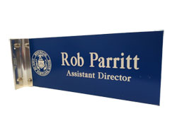 4 x 10 Custom Corridor Sign with Bracket Customized with your Text or Company Logo. Order online or Call The Corporate Connection 1-800-523-2344