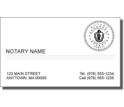 Package of 250 Massachusetts notary business cards.  Order online or call the Corporate Connection 800-523-2344