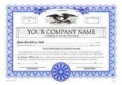 30% off Blue Corporate Stock Certificates with Company Name Custom Printed or Blank. Order Stock Certificates Online or Call The Corporate Connection 800-523-2344
