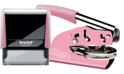 Massachusetts deluxe notary seal embosser and self-inking stamp in pink personalized with name and date. Comes with a leatherette pouch for the seal.  Order Online or Call the Corporate Connection 800-523-2344