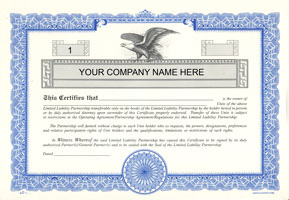 Next Day. LLP Stock Certificates on Sale Today. Limited Liability Partnership Certificates printed with company name. The Corporate Connection 800-523-2344