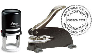 Company Desk Seal & Round Self Inked Stamp Combo customized with company name. Order online or call 800-523-2344