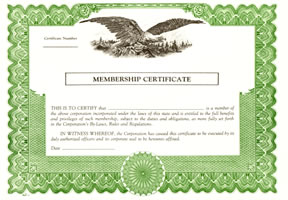 Next Day. Non Profit Membership Stock Certificates online or call 800-523-2344