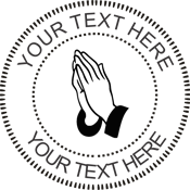 1 5/8" Seal embosser with the image of a pair of hands in prayer customized with your text.  Order online or Call the Corporate Connection 800-523-2344