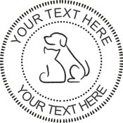 1 5/8" Handheld seal embosser with an outline of a cat and a dog and customized with your text.  Order online or Call the Corporate Connection 800-523-2344.