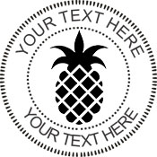1 5/8" Handheld embosser with a pineapple and personalized with your text.  Order online or Call the Corporate Connection 800-523-2344