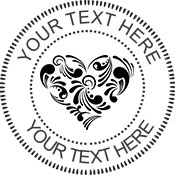 1 5/8" Self-inkng stamp with a paisley heart and customized with your text.  Order online or Call the Corporate Connection 800-523-2344.