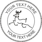 1 5/8" Desk seal embosser with the outline of a reindeer and customized with your text.  Order online or Call the Corporate Connection 800-523-2344.