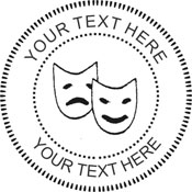 1 5/8" Desk embosser with the Comedy and Tragedy Theater Masks customized with your text.  Order online or Call the Corporate Connection 800-523-2344