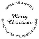 Custom round embosser seal with "MERRY CHRISTMAS" and your custom address and name.
