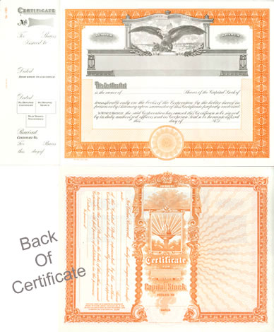 Next Day. Blank Corporate Stock Certificates, Goes 365 Stock Certificates printed with company name or blank. Order online or call 800-523-2344