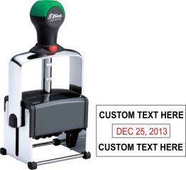 30% off 1 5/8 x 15/16 Metal Self-Inking Date Stamp with 10 yr band customized on top and bottom of date. Order online or Call The Corporate Connection 1-800-523-2344