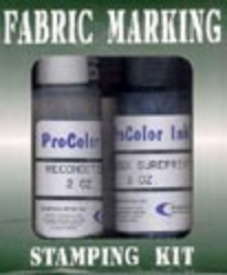 2oz Bottle of black fabric ink for rubber stamps. For use with fabrics. Comes with a 3 1/2" x 4 1/2" stamp pad and reconditioner ink. Order Online or Call the Corporate Connection 800-523-2344