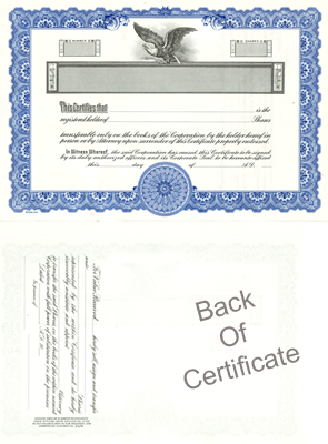 Next Day. Blank Corporate Stock Certificates. Order online or Call The Corporate Connection 800-523-2344