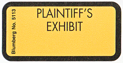 3/4" x 1 1/2" Label sticker for plaintiff's exhibit.  Comes in a package of 96.  Order Online or Call the Corporate Connection 800-523-2344