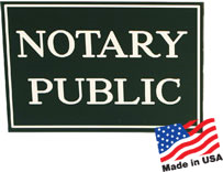 5"Hx7"W Sign in black with white text.  "Notary Public" is typed out with a border around the text.  Includes sticky adhesive backing.  Order online or call the Corporate Connection 800-523-2344