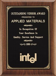 7" x 9" Walnut award plaque with black brass plate customized with text, image, or logo. Order Online or Call the Corporate Connection 800-523-2344