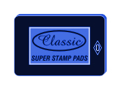 5" x 7" Large bue ink pad or rubber stamps.  Order Online or call the Corporate Connection 800-523-2344