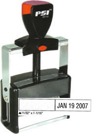 11/32 x 1 1/16 Metal Prefix Self-Inking Date Stamp with Custom wording to the left of the date. Order online or Call The Corporate Connection 1-800-523-2344
