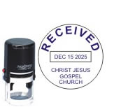 1.25 Round Date Stamp customized with your text around the date. Year band good for 7 years. Order online or 800-523-2344