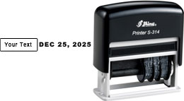 .25 x 1.75 Small Custom Prefix Date Self-inking Stamp customized with your text. Order online or Call The Corporate Connection 1-800-523-2344