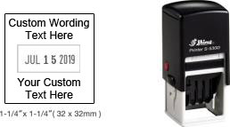30% off 1.25 x 1.25 Custom Date Self-Inking Stamp customized with your text and date band good for 7 years. Order online or Call The Corporate Connection 1-800-523-2344
