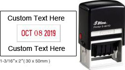 30% Off 2 x 1 3/16 Custom Date Stamp with Custom Text on top and bottom of date. Year Band good for 7 years. Order online or Call 800-523-2344