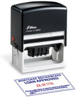 30% off Large Custom Date Stamp customized with your text above and below date.  Order Online or Call 800-523-2344