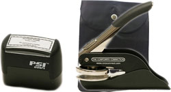 Delaware deluxe notary seal embosser and pre-inked stamp personalized with name and date.  Comes with a leatherette pouch for the seal.  Order Online or Call the Corporate Connection 800-523-2344