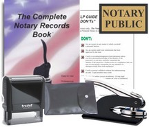 Complete Alabama notary package with self-inking stamp and JR embossing seal customized with name and date. Includes book, decal, and Do's and Don’ts. Order Online or Call the Corporate Connection 800-523-2344