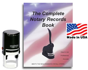 New York notary round self-inking stamp customized with name, number, county and date, as well as a record journal. Stamp has a protective cover.  Order Online or Call the Corporate Connection 800-523-2344