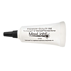 1/4 oz Black Maxlight Stamp Ink for Pre-Inked Stamps only. Order online or Call The Corporate Connection 1-800-523-2344