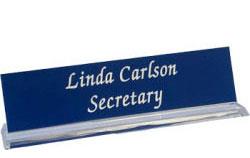 40% off 2 x 8 Nameplate with Clear Acrylic Base. Customized with Name, Text or Logo. Quantity Discounts. Order online or call The Corporate Connection 800-523-2344