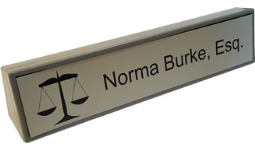 30% off desk name plates for office. Customized with name, custom text and logo. Order Name Plates online or call 800-523-2344
