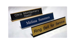 Choose from silver, black or rose gold 2 x 8 desk name plates and choose frame color. Order Name Plates online or Call 800-523-2344. Fast Shipping