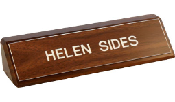 30% off 8" Wood Desk Nameplate customized with name, text, and logo. Order your name plate online or call The Corporate Connection 800-523-2344.