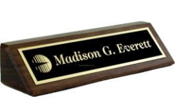 30% off 2 x 8 Solid Walnut Wood Desk Nameplate with Black Brass engraved with Name, Text, Logo. Order your Name Plates online or call 800-523-2344