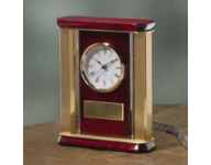 7 1/4" x 9" Rosewood desk clock with gold pillars and gold plate customized with text, image, or logo.  Order Online or Call the Corporate Connection 800-523-2344.