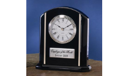 This black and silver quartz desk clock can be customized with your text or company logo. Quantity Discounts