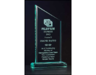 7 3/4" Angled jade acrylic award engraved with custom text, image, or logo.  Order Online or Call the Corporate Connection 800-523-2344