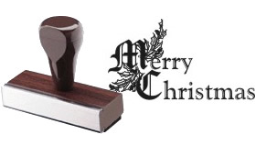 1 1/4" by 2 1/2" Rubber stamp with Merry Christmas and decorative mistletoe. Order Online or Call the Corporate Connection.