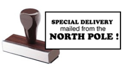 1x2 Rubber stamp, premade with the text Special Delivery mailed from the North Pole!  Order online or Call the Corporate Connection 800-523-2344