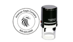 1 5/8 Custom Round Self-inking Stamp customized with your custom text or upload your own artwork. Design Yourself on our wizard! Order online or 800-523-2344