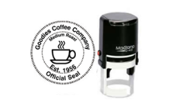 30% off 2" Custom Round Self-Inking Stamp with Logo. Customized with your own text or upload artwork/logo. Order online or Call The Corporate Connection 1-800-523-2344
