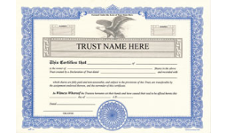Set of 20 certificates for Trusts.  Comes with name of trust and state included in printing.  Order Online or Call the Corporate Connection 800-523-2344