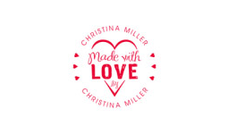 1 5/8" Round self-inking stamp with hearts and the text Made with Love centered, customized with text. Order Online or Call the Corporate Connection 800-235-2344