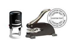 Company Desk Seal & Round Self Inked Stamp Combo customized with company name. Order online or call 800-523-2344