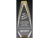 7" x 3.5" Acrylic award with gold hue engraved with custom text, image, or logo. Order Online or Call the Corporate Connection 800-523-2344