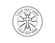 1 5/8" Self-inking stamp with a cross customized with your text. Order Online or Call the Corporate Connection 800-523-2344