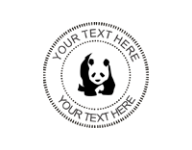 1 5/8" Handheld Seal embosser with a silhouette of a panda and customized with your text.  Order online or Call the Corporate Connection 800-523-2344.